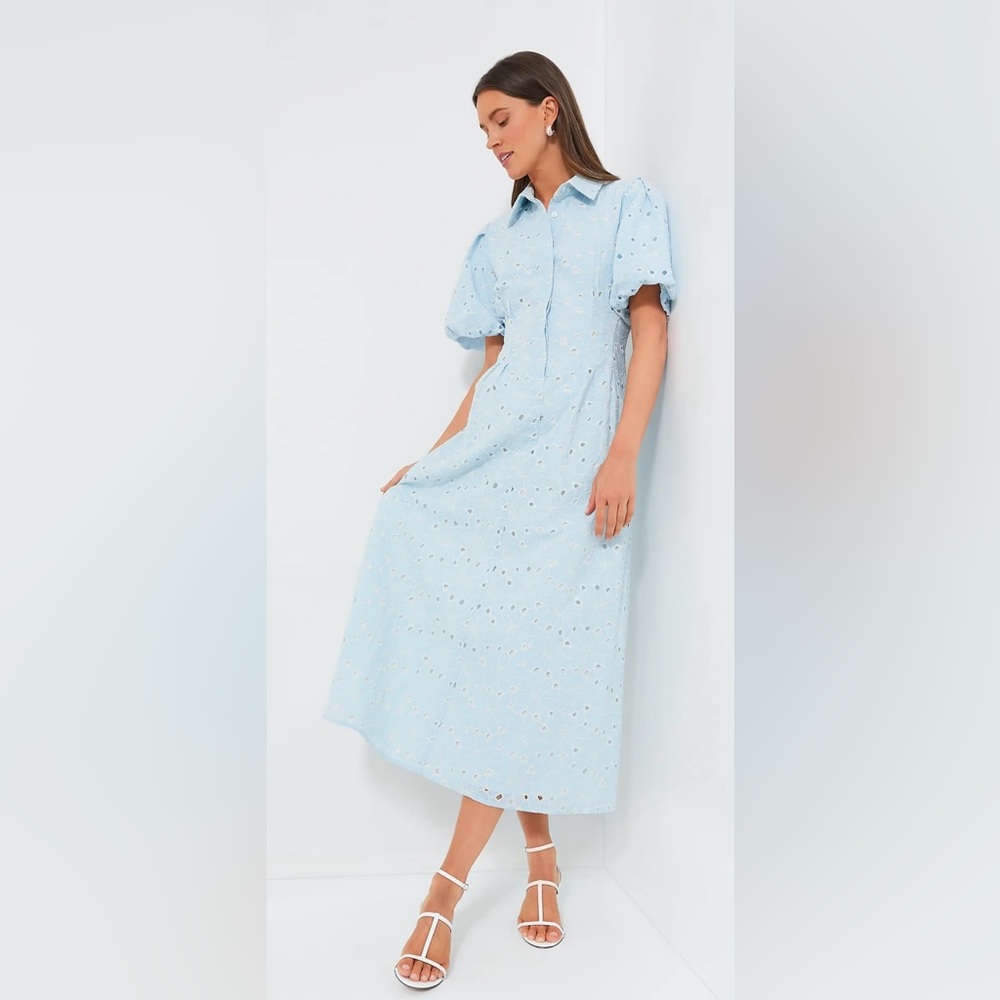 NWT Tuckernuck Blue Eyelet Dress Size Large